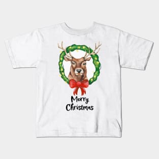 Watercolor - Christmas reindeer Kids T-Shirt